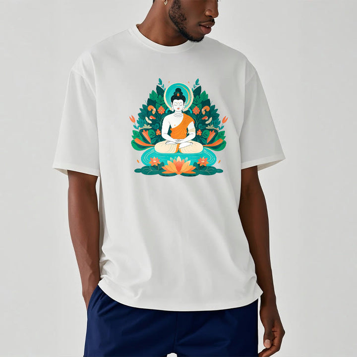 Buddha Stones Flower Grass Lotus Bodhisattva Tee T-shirt - image 3