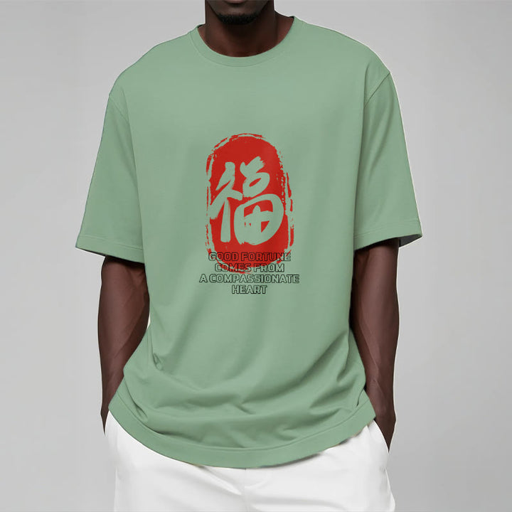 Buddha Stones Fu Good Fortune Comes From A Compassionate Heart Tee T-shirt - image 15
