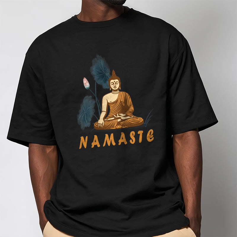 Buddha Stones NAMASTE Buddha Lotus Leaf Tee T-shirt - image 6
