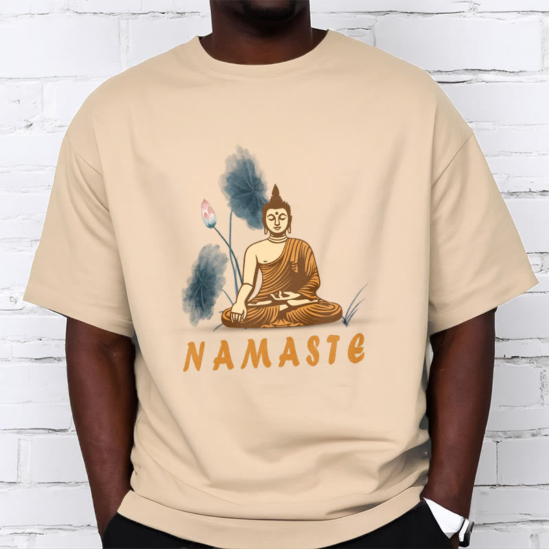 Buddha Stones NAMASTE Buddha Lotus Leaf Tee T-shirt - image 1