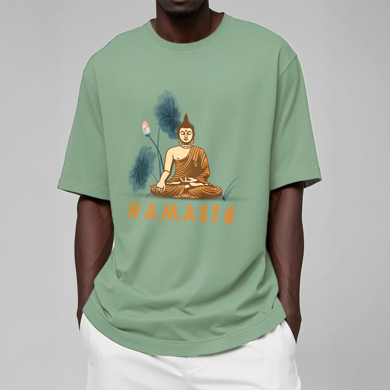 Buddha Stones NAMASTE Buddha Lotus Leaf Tee T-shirt - image 14