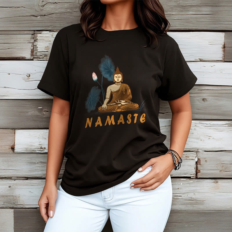 Buddha Stones NAMASTE Buddha Lotus Leaf Tee T-shirt - image 8