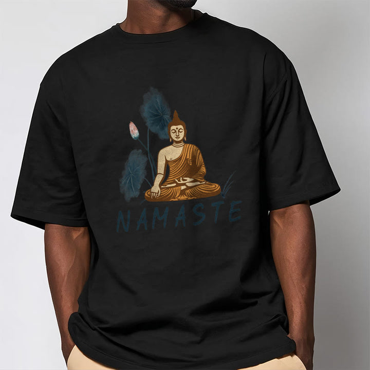 Buddha Stones NAMASTE Buddha Lotus Leaf Tee T-shirt - image 25