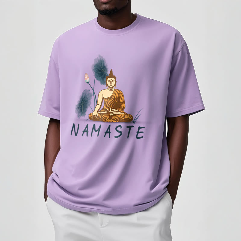 Buddha Stones NAMASTE Buddha Lotus Leaf Tee T-shirt - image 35