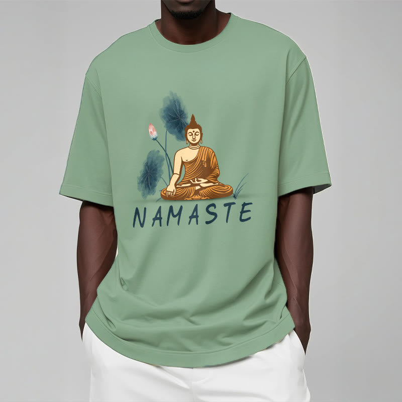 Buddha Stones NAMASTE Buddha Lotus Leaf Tee T-shirt - image 33