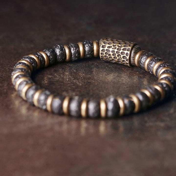 Buddha Stones Vintage Lava Rock Beads Calm Copper Bracelet - image 1