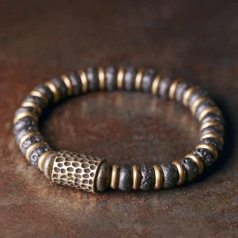 Buddha Stones Vintage Lava Rock Beads Calm Copper Bracelet - 17-17.6cm - image 0
