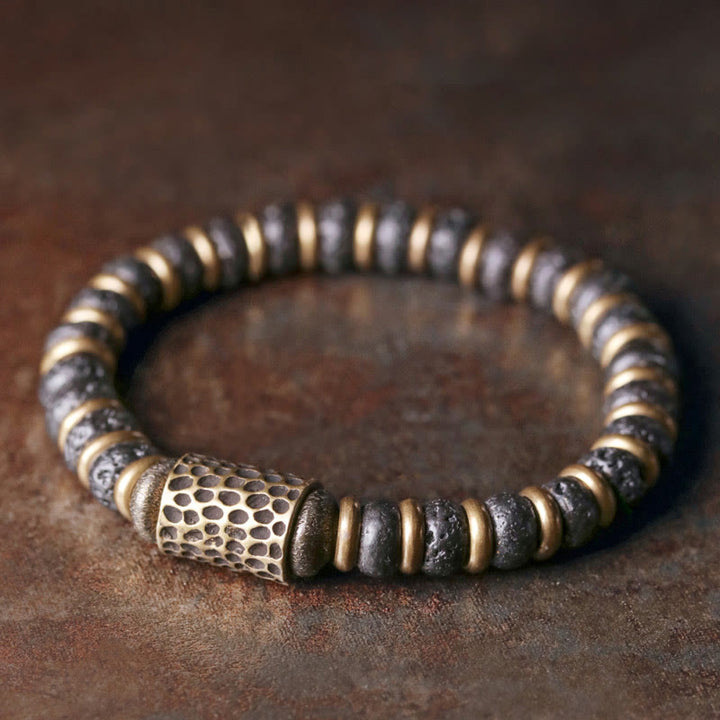 Buddha Stones Vintage Lava Rock Beads Calm Copper Bracelet - 17-17.6cm - image 0
