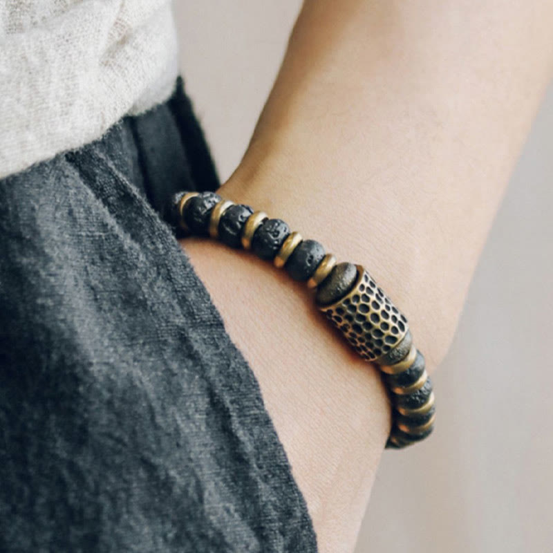 Buddha Stones Vintage Lava Rock Beads Calm Copper Bracelet - image 3