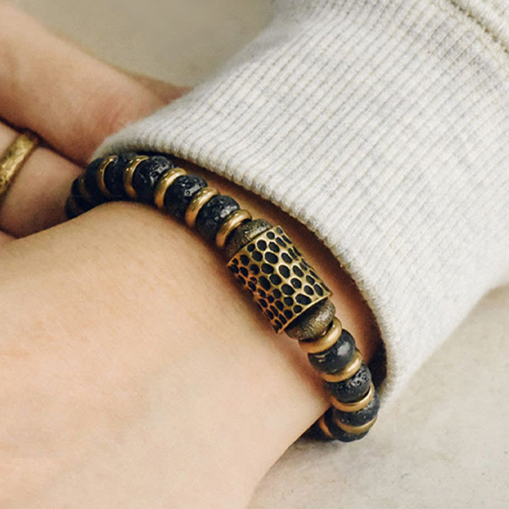 Buddha Stones Vintage Lava Rock Beads Calm Copper Bracelet - image 4