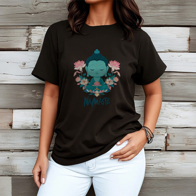 Buddha Stones NAMASTE Buddha Lotus Meditation Tee T-shirt - image 8