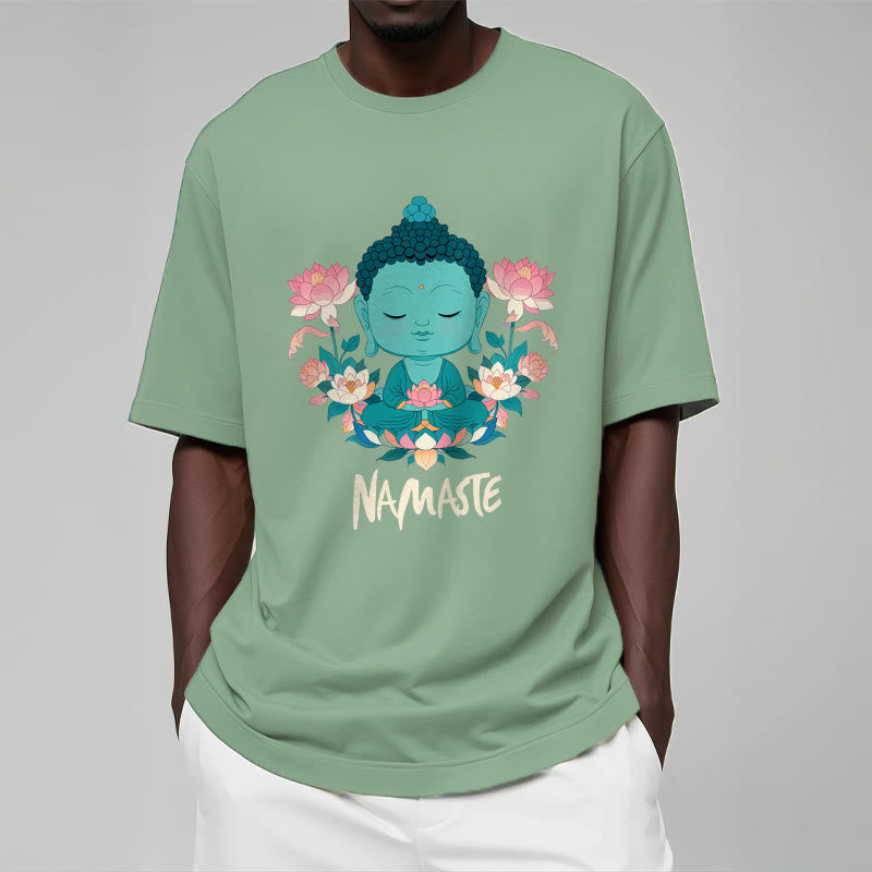 Buddha Stones NAMASTE Buddha Lotus Meditation Tee T-shirt - image 33