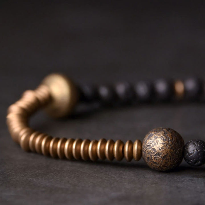 Buddha Stones Support Healing Lava Rock Beads Copper Bracelet - image 3