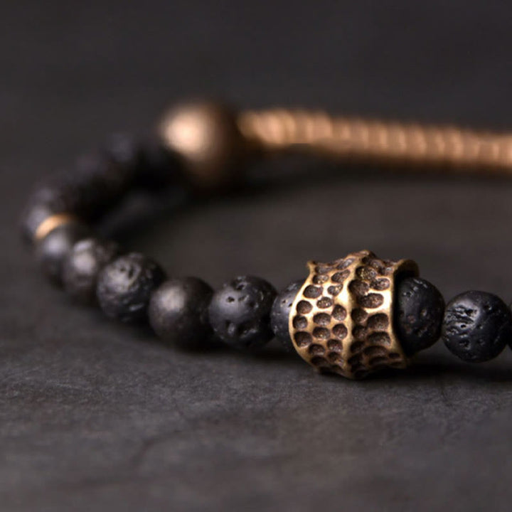 Buddha Stones Support Healing Lava Rock Beads Copper Bracelet - image 2