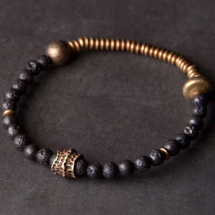 Buddha Stones Support Healing Lava Rock Beads Copper Bracelet - image 8