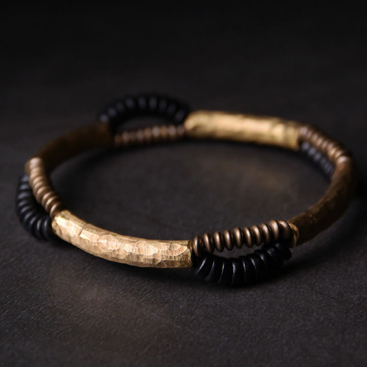 Buddha Stones Vintage Ebony Wood Copper Luck Wealth Handmade Bracelet - image 9