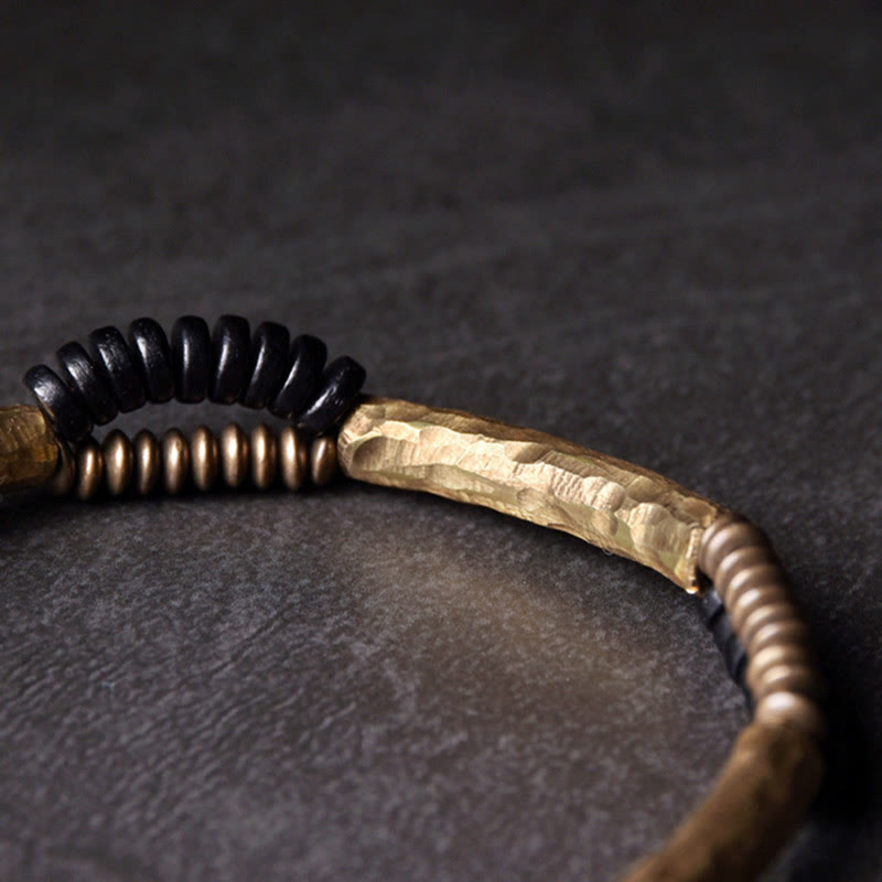 Buddha Stones Vintage Ebony Wood Copper Luck Wealth Handmade Bracelet - image 8