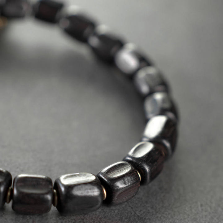 Buddha Stones Vintage Peace Tibetan Ebony Wood Beads Copper Multilayered Healing Bracelet - image 1