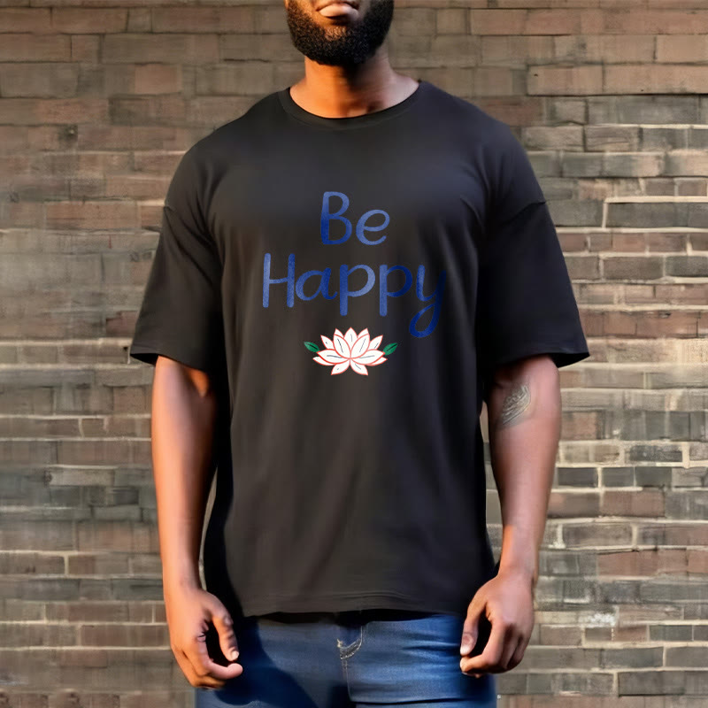 Buddha Stones Be Happy Lotus Tee T-shirt - image 5