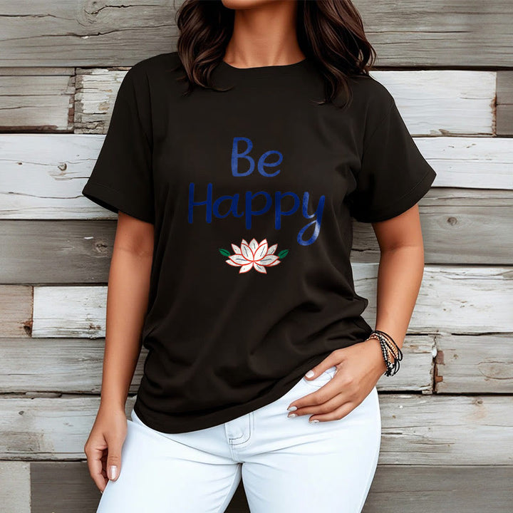 Buddha Stones Be Happy Lotus Tee T-shirt - image 6