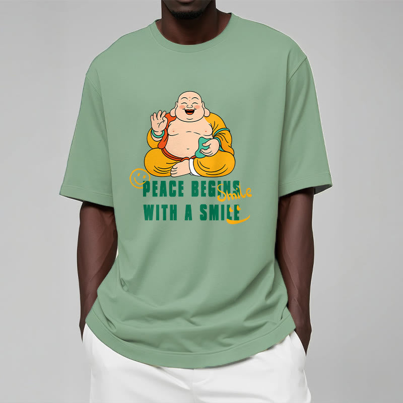 Buddha Stones Peace Begins With A Smile Tee T-shirt - image 1