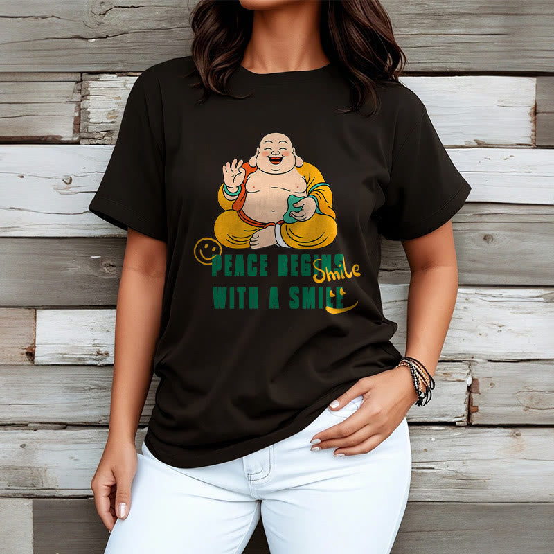 Buddha Stones Peace Begins With A Smile Tee T-shirt - image 8