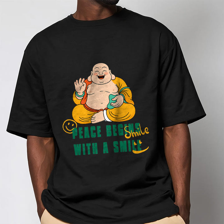 Buddha Stones Peace Begins With A Smile Tee T-shirt - image 7