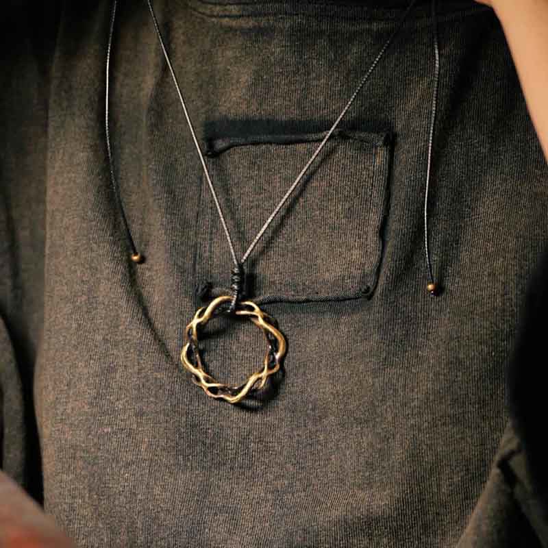 Buddha Stones Vintage Copper Brass Luck Handmade Necklace Pendant - image 4