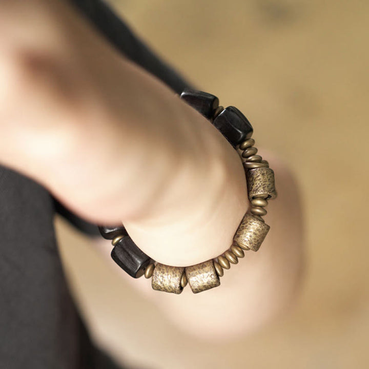 Buddha Stones Vintage Peace Ebony Wood Copper Beads Bracelet - image 11
