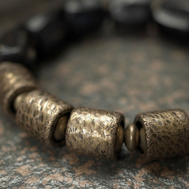 Buddha Stones Vintage Peace Ebony Wood Copper Beads Bracelet - image 18
