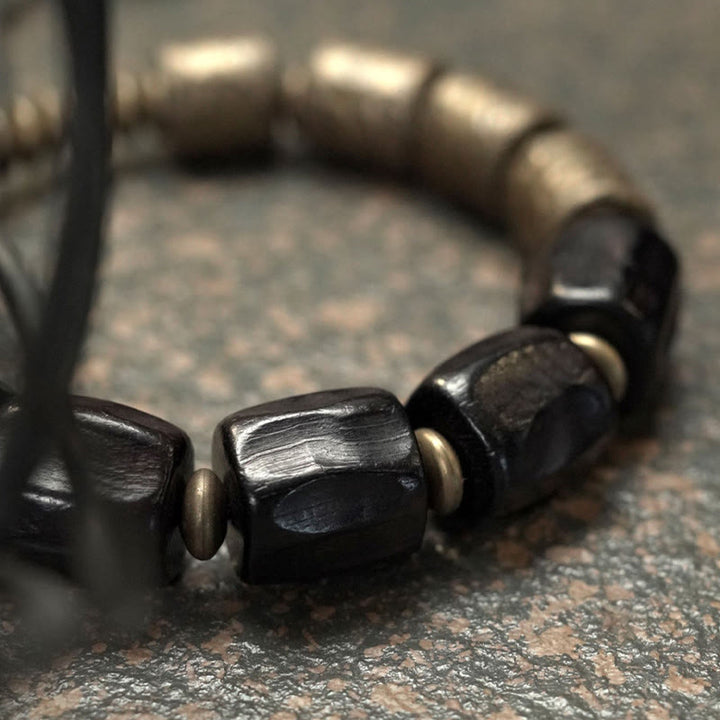 Buddha Stones Vintage Peace Ebony Wood Copper Beads Bracelet - image 20