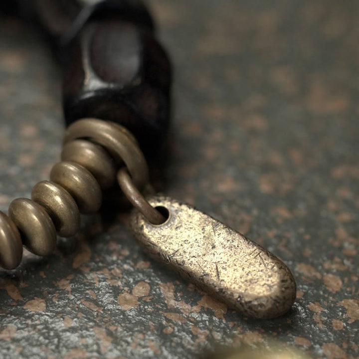 Buddha Stones Vintage Peace Ebony Wood Copper Beads Bracelet - image 19