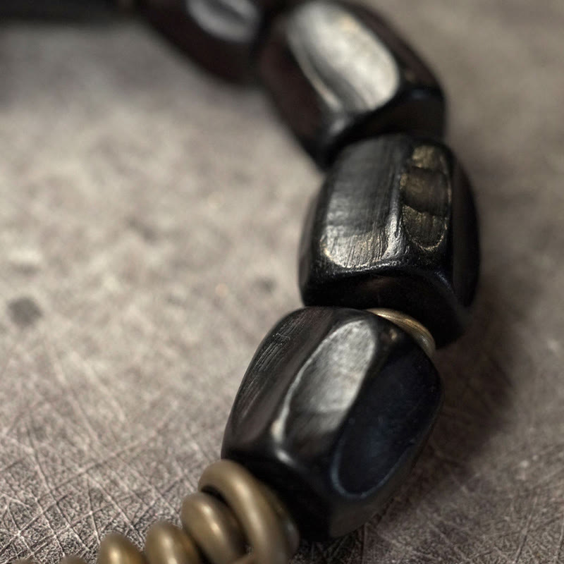 Buddha Stones Vintage Peace Ebony Wood Copper Beads Bracelet - image 16