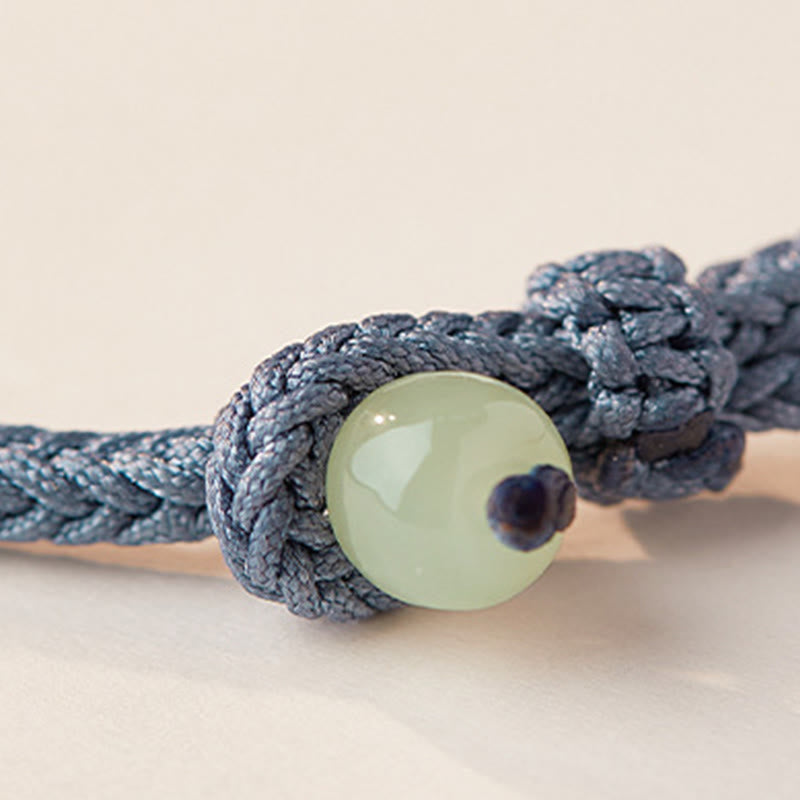 Buddha Stones Hetian Jade Lotus Peace Buckle Braided Rope Fortune Bracelet - image 12