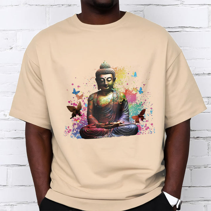 Buddha Stones Colorful Butterfly Flying Meditation Buddha Tee T-shirt - image 8