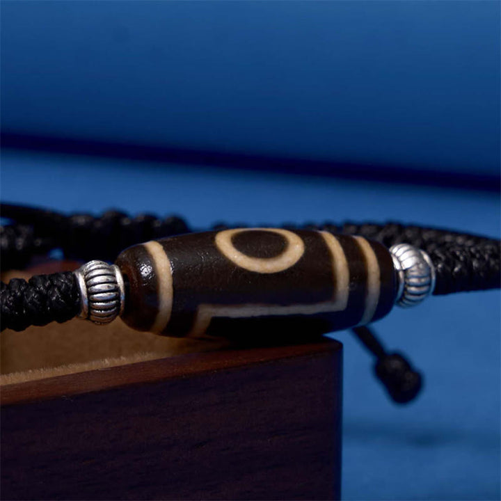 Buddha Stones Tibetan Nine-Eye Dzi Bead Three-eyed Dzi Bead Wealth Protection Rope Bracelet - image 11