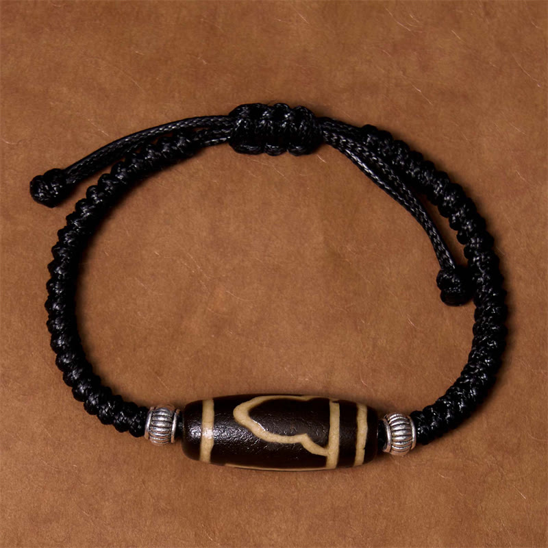 Buddha Stones Tibetan Nine-Eye Dzi Bead Three-eyed Dzi Bead Wealth Protection Rope Bracelet - image 9