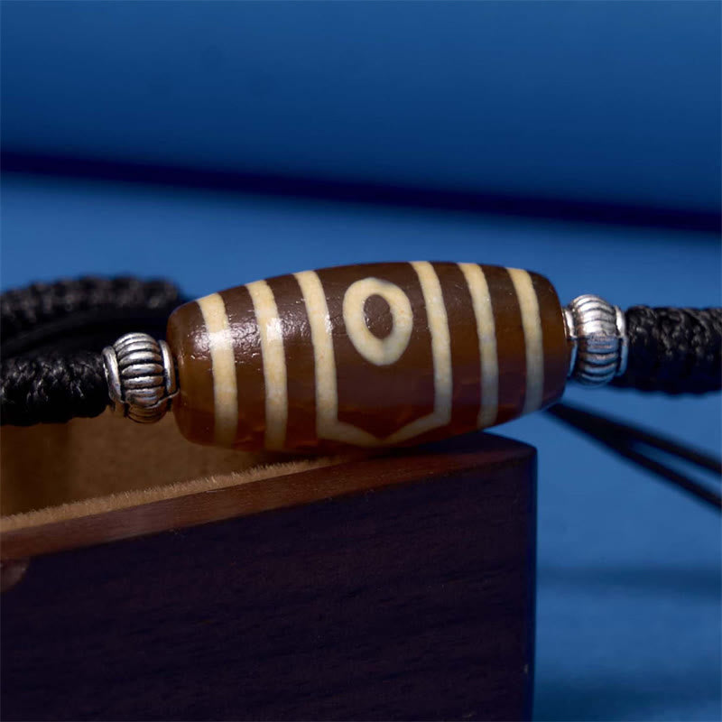 Buddha Stones Tibetan Nine-Eye Dzi Bead Three-eyed Dzi Bead Wealth Protection Rope Bracelet - image 20
