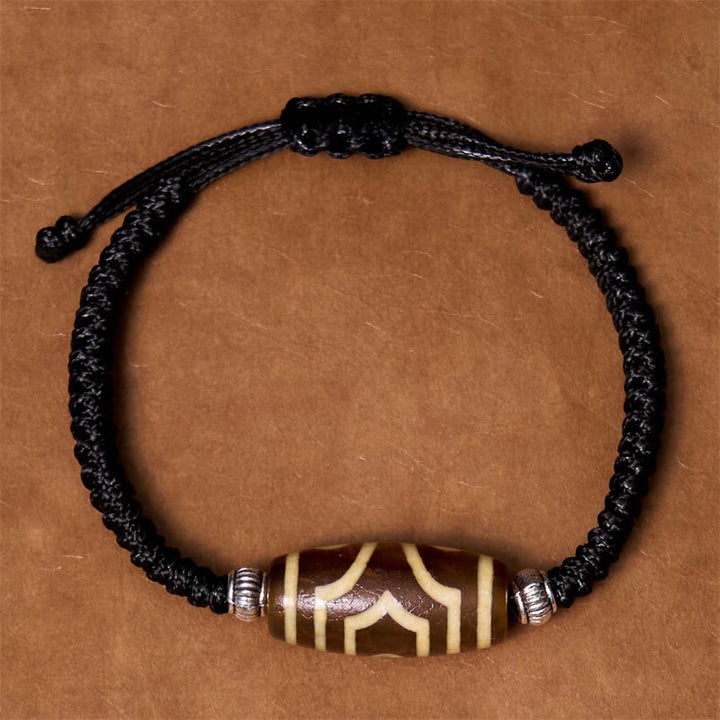Buddha Stones Tibetan Nine-Eye Dzi Bead Three-eyed Dzi Bead Wealth Protection Rope Bracelet - image 17