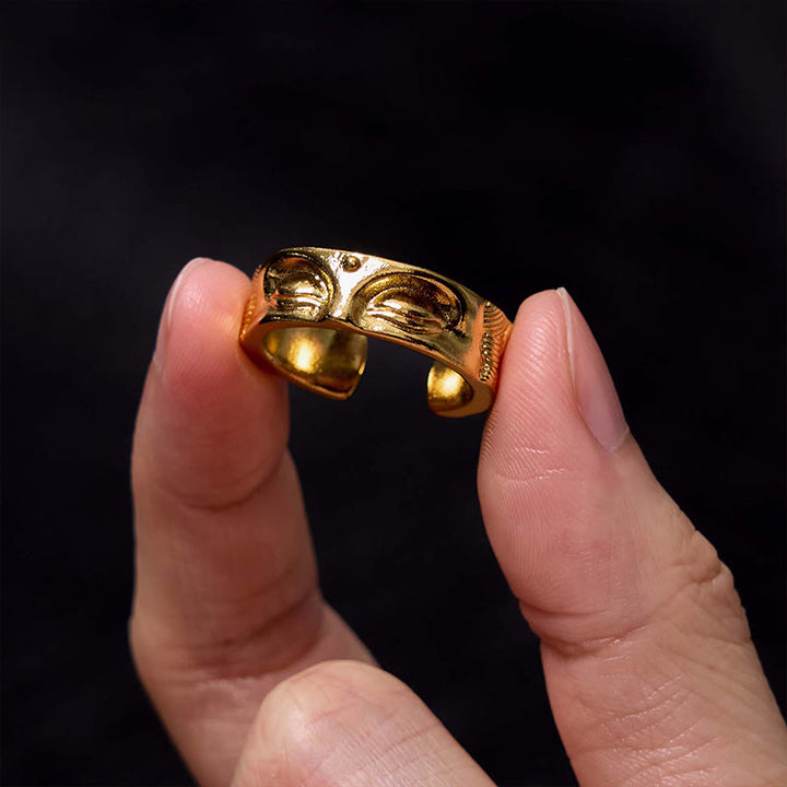 Buddha Stones Golden Meditation Buddha Serenity Copper Adjustable Ring - Buddha(Adjustable) - image 0