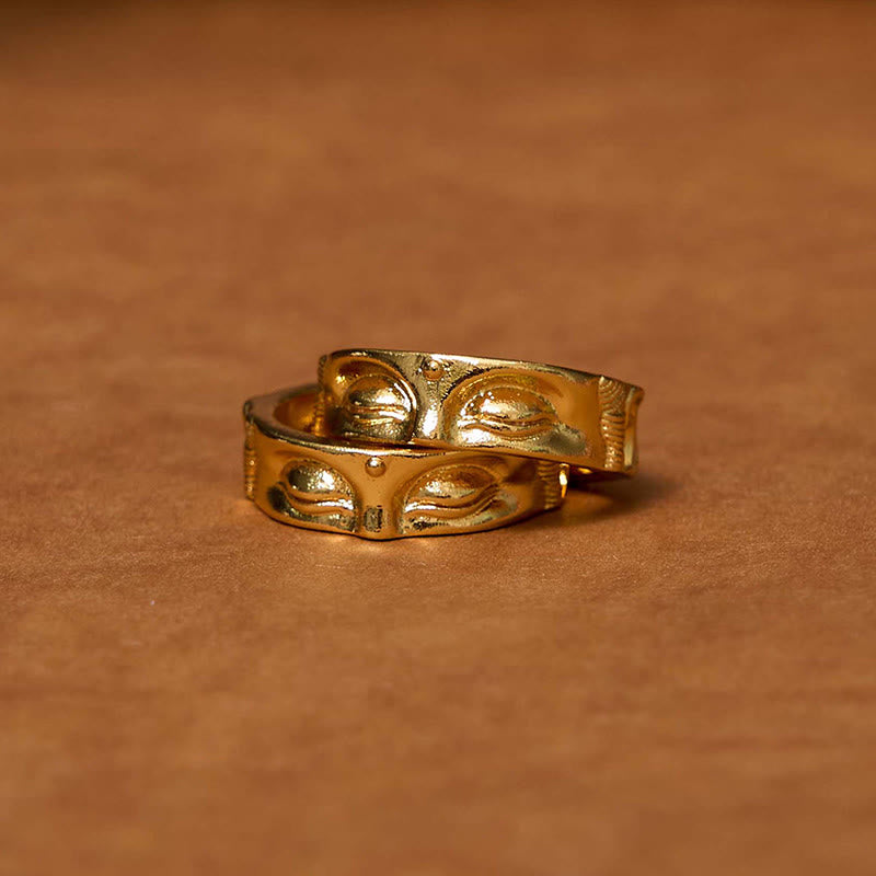 Buddha Stones Golden Meditation Buddha Serenity Copper Adjustable Ring - image 8