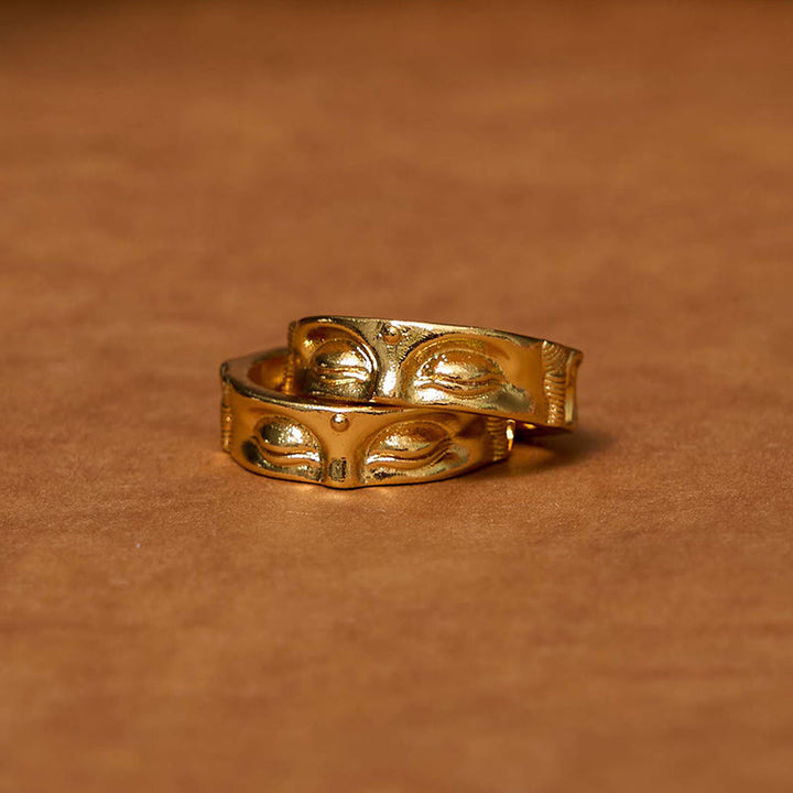 Buddha Stones Golden Meditation Buddha Serenity Copper Adjustable Ring - image 8