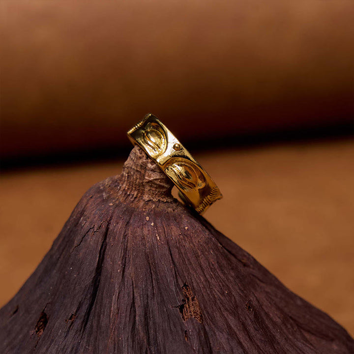 Buddha Stones Golden Meditation Buddha Serenity Copper Adjustable Ring - image 2