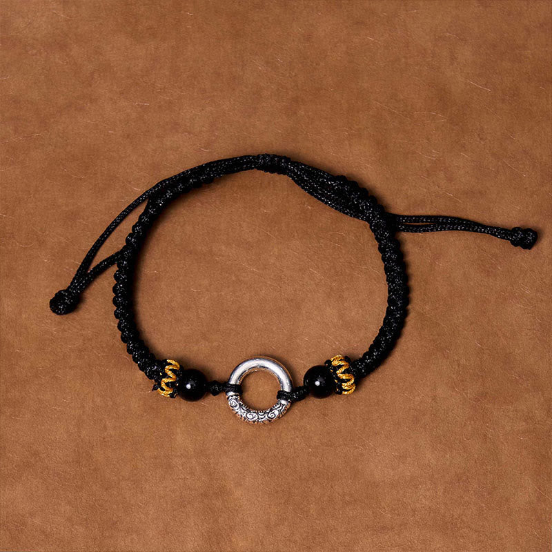 Buddha Stones 925 Sterling Silver Plated Copper Peace Buckle Protection Braided String Bracelet - image 12