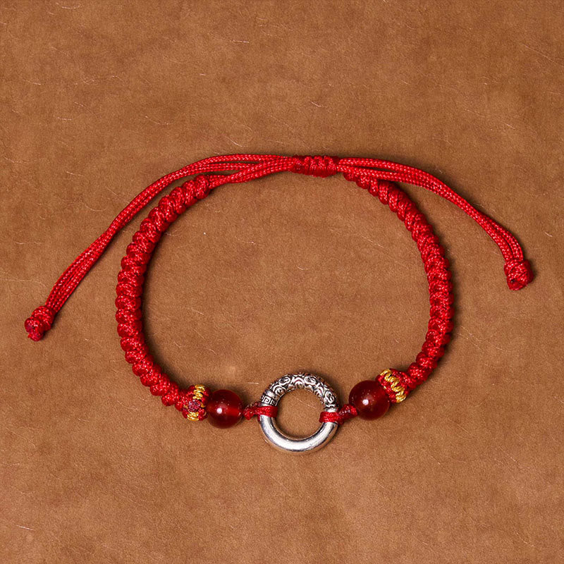 Buddha Stones 925 Sterling Silver Plated Copper Peace Buckle Protection Braided String Bracelet - image 3