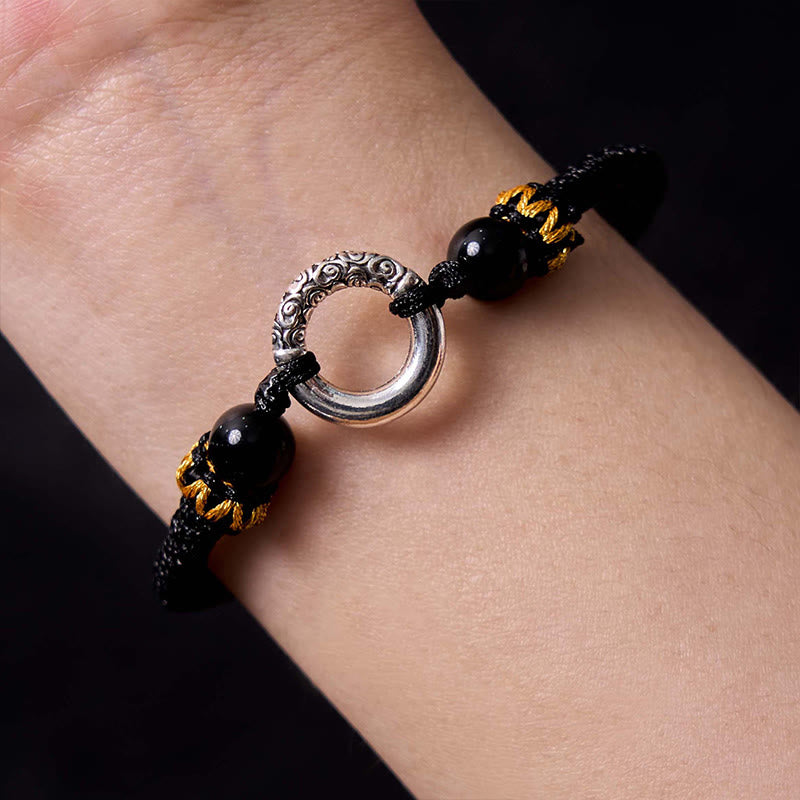Buddha Stones 925 Sterling Silver Plated Copper Peace Buckle Protection Braided String Bracelet - image 13