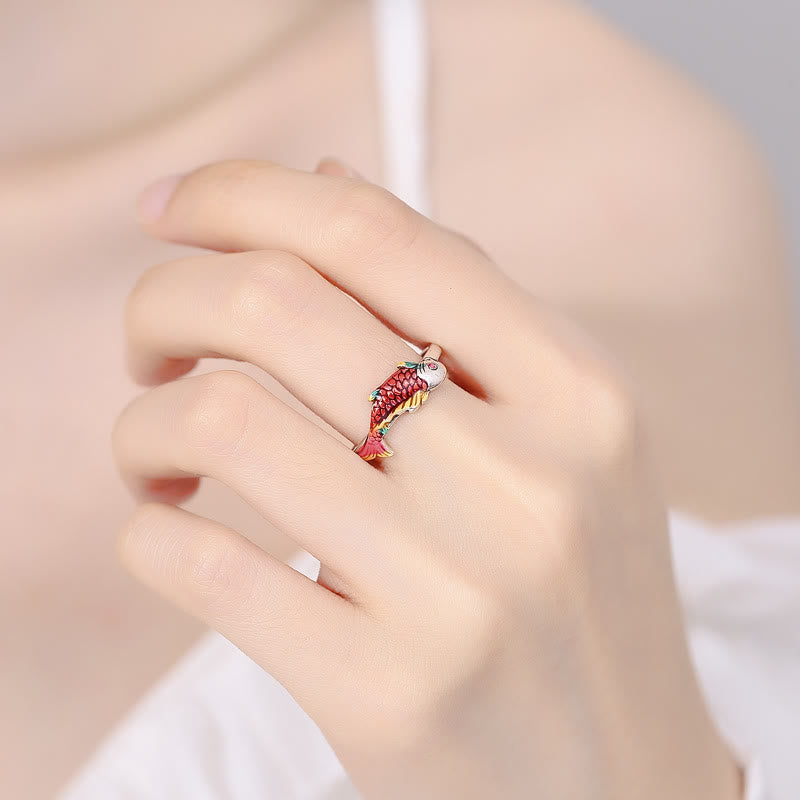 Buddha Stones Luck Koi Fish Wealth Prosperity Ring - image 4