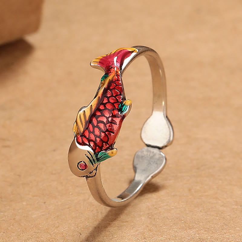 Buddha Stones Luck Koi Fish Wealth Prosperity Ring - image 1