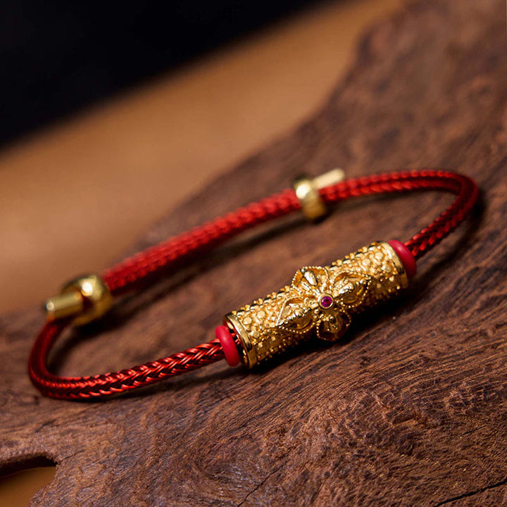 Buddha Stones Copper Luck Red String Bracelet - Gold Red String(Wrist Circumference: 14-20cm) - image 11