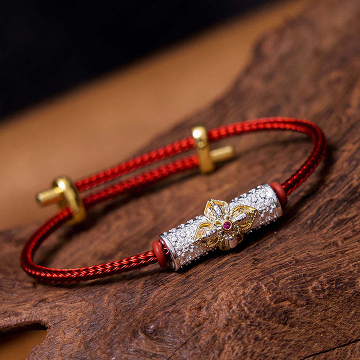 Buddha Stones Copper Luck Red String Bracelet - Silver Gold Flower Red String(Wrist Circumference: 14-20cm) - image 20